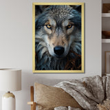Designart "Grey And White Wolf Portrait III" Animals Wolf Framed Canvas Art Print