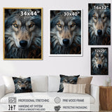 Designart "Grey And White Wolf Portrait III" Animals Wolf Framed Canvas Art Print