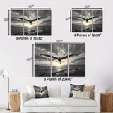 Designart "Grey Beach Seagulls In Flight V" Animals Metal Wall Decor Set