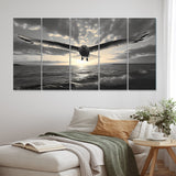 Designart "Grey Beach Seagulls In Flight V" Animals Metal Wall Decor Set
