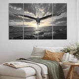 Designart "Grey Beach Seagulls In Flight V" Animals Metal Wall Decor Set
