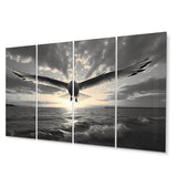 Designart "Grey Beach Seagulls In Flight V" Animals Metal Wall Decor Set