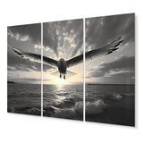 Designart "Grey Beach Seagulls In Flight V" Animals Metal Wall Decor Set