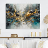 Designart "Grey Gold Modern Abstract Contemporary I" Abstract Marble Metal Wall Art