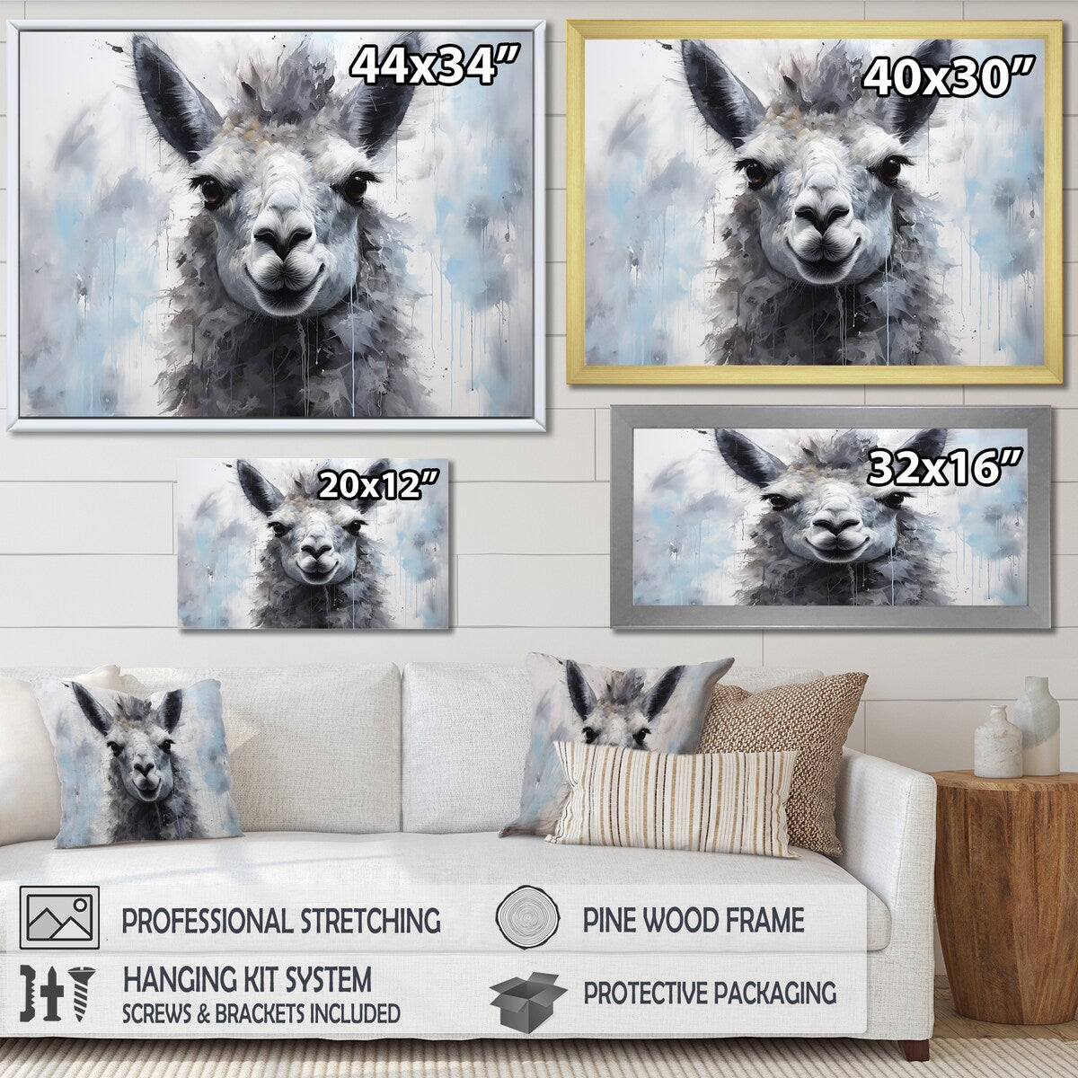 Designart "Grey Llama Portrait" Llama Animal Wall Art
