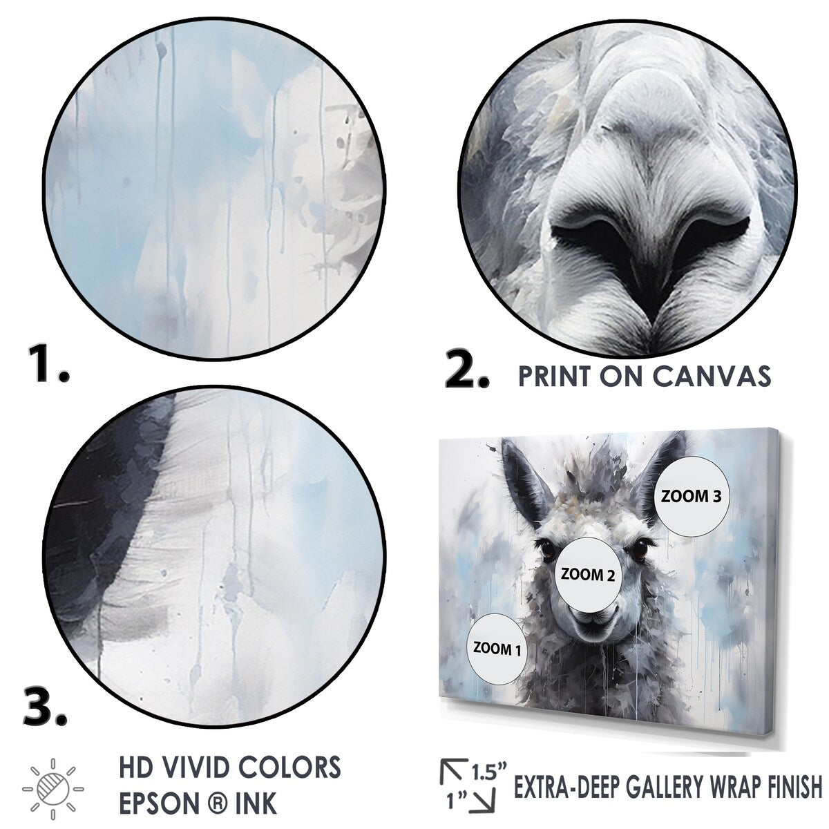 Designart "Grey Llama Portrait" Llama Animal Wall Art