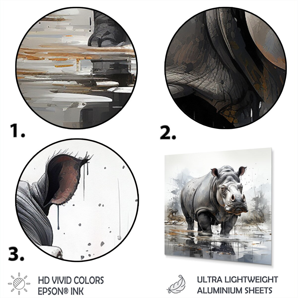 Designart "Grey Majestic Hippo Elegance IV" Hippopotamusmetal Wall Art - Grey Metal Wall Décor Modern Metal Art Work
