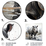 Designart "Grey Majestic Hippo Elegance IV" Hippopotamusmetal Wall Art - Grey Metal Wall Décor Modern Metal Art Work