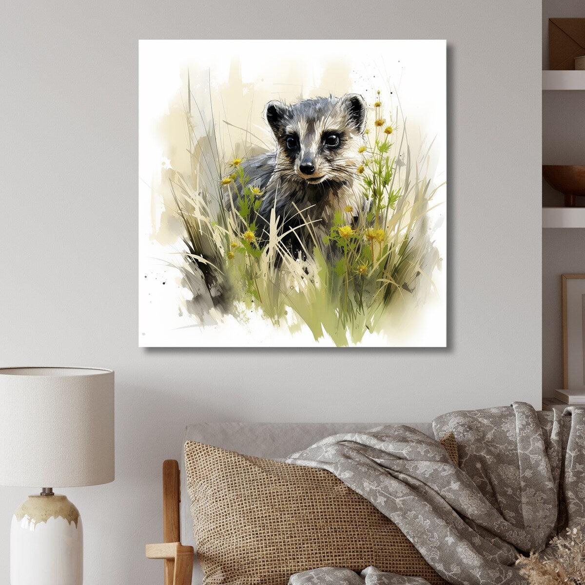 Designart "Grey Meadow Meerkat" Meercat Metal Wall Art - Grey Metal Wall Décor Modern Metal Art Work