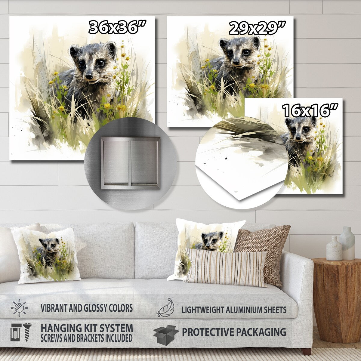 Designart "Grey Meadow Meerkat" Meercat Metal Wall Art - Grey Metal Wall Décor Modern Metal Art Work