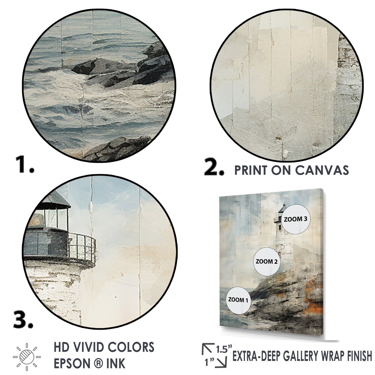 Designart "Grey Minimal Coastal Light House I" Beach Light House Wall Art