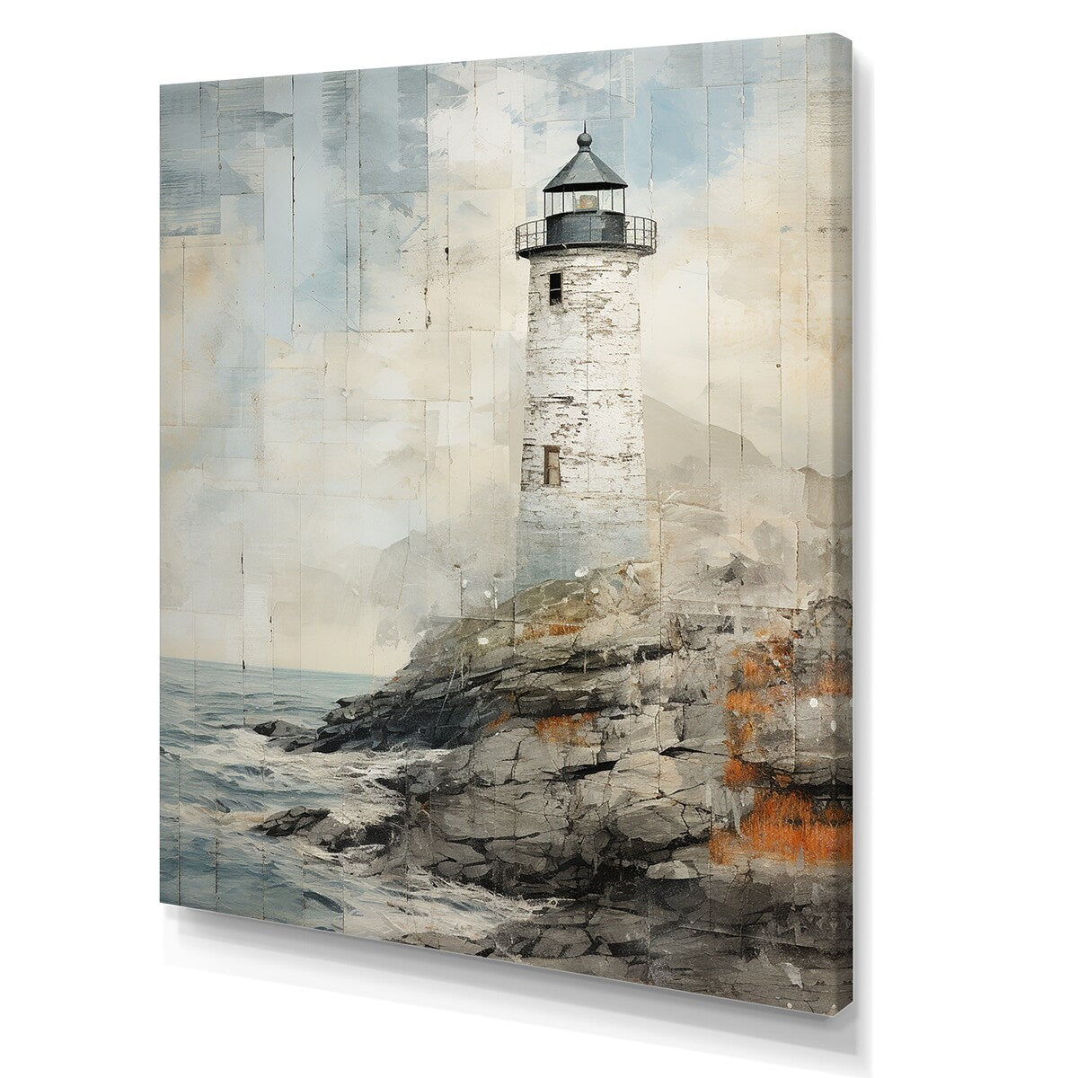 Designart "Grey Minimal Coastal Light House I" Beach Light House Wall Art