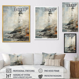 Designart "Grey Minimal Coastal Light House I" Beach Light House Wall Art