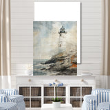 Designart "Grey Minimal Coastal Light House I" Beach Light House Wall Art