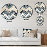 Designart "Grey White Geometric Neutrals Chevron Pattern" Grey Chevron Clocks Glam Oversized Wall Clocks For Entryway