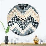 Designart "Grey White Geometric Neutrals Chevron Pattern" Grey Chevron Clocks Glam Oversized Wall Clocks For Entryway