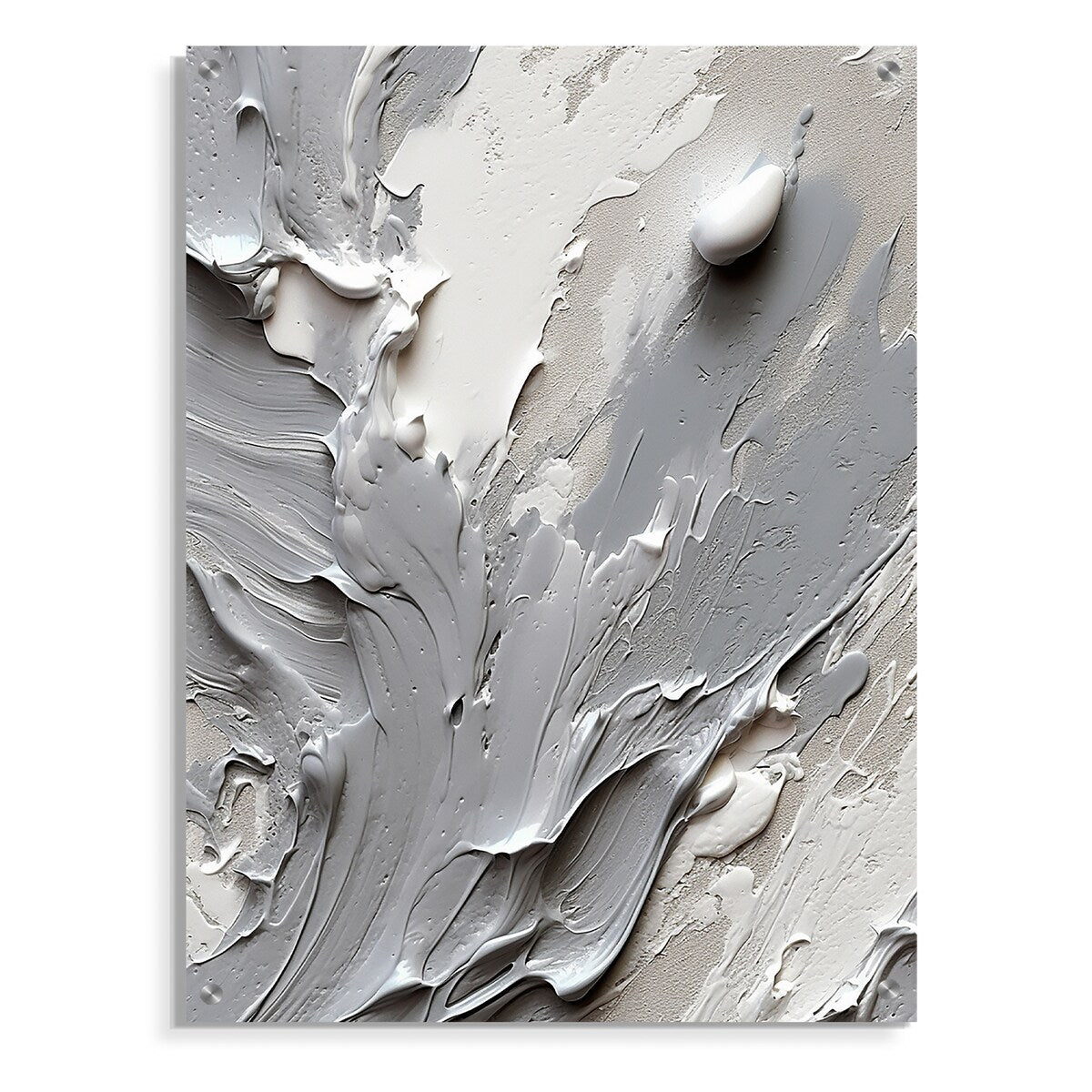 Designart "Grey and Cream Harmony In Chaos I" Abstract Gloss Wall Decor Grey - Modern Acrylic Wall Art Decor