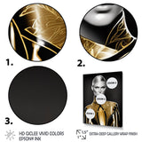 Designart "High Fashion Model Sketch In Gold III" Fashion Woman Canvas Art Print - 3 Panels