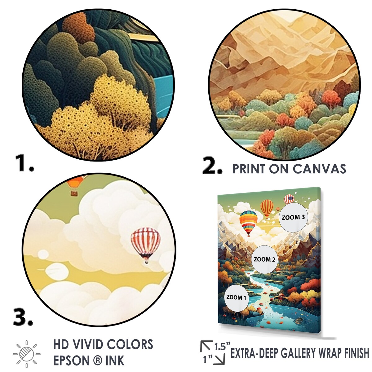 Designart "High Flying Fantasy Hot Air Balloon Adventure III" Hot Air Balloon Wall Art