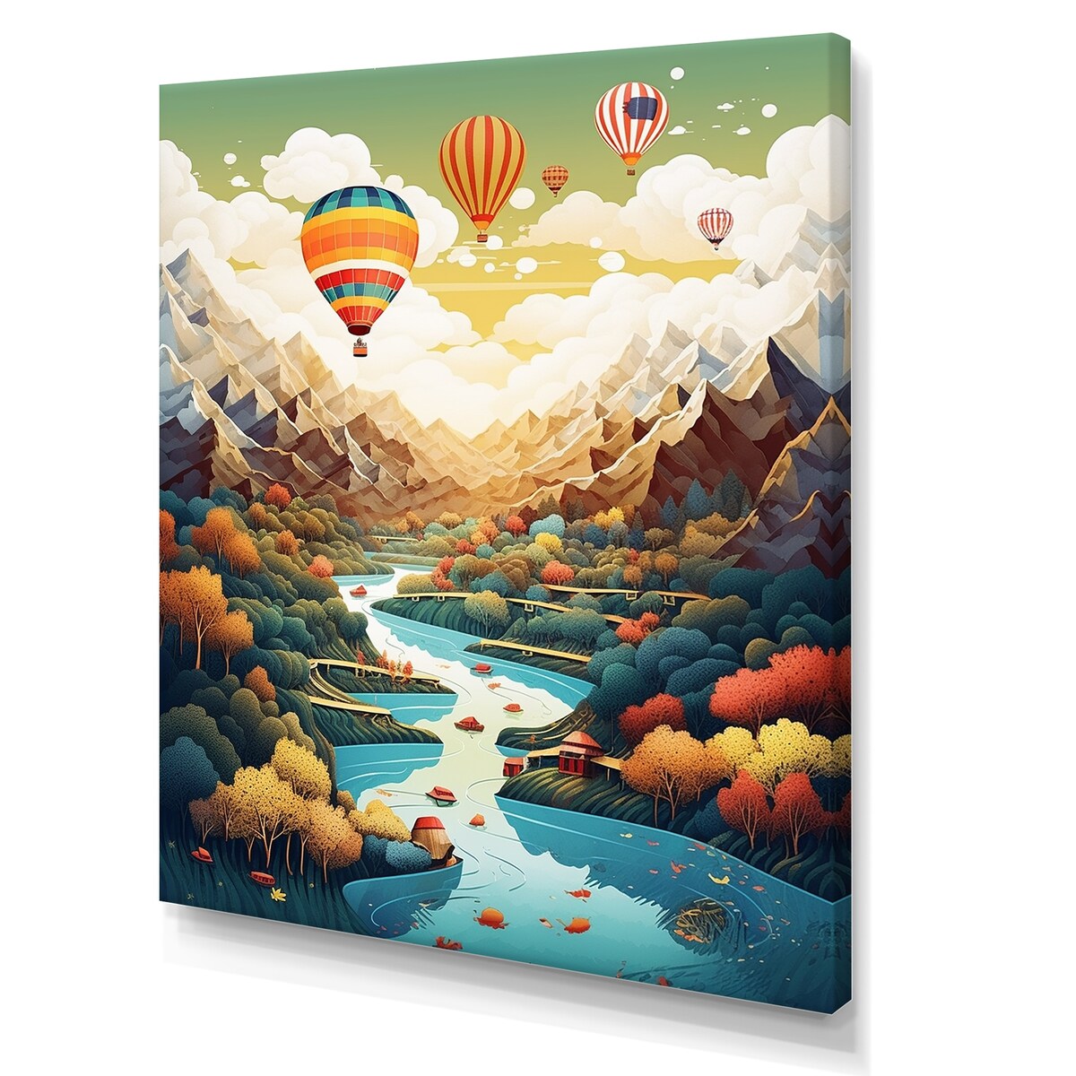 Designart "High Flying Fantasy Hot Air Balloon Adventure III" Hot Air Balloon Wall Art