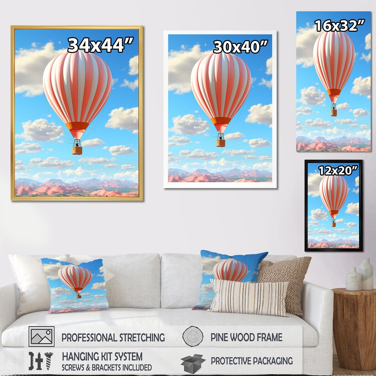 Designart "High Flying Fantasy Hot Air Balloon Adventure IV" Hot Air Balloon Wall Art
