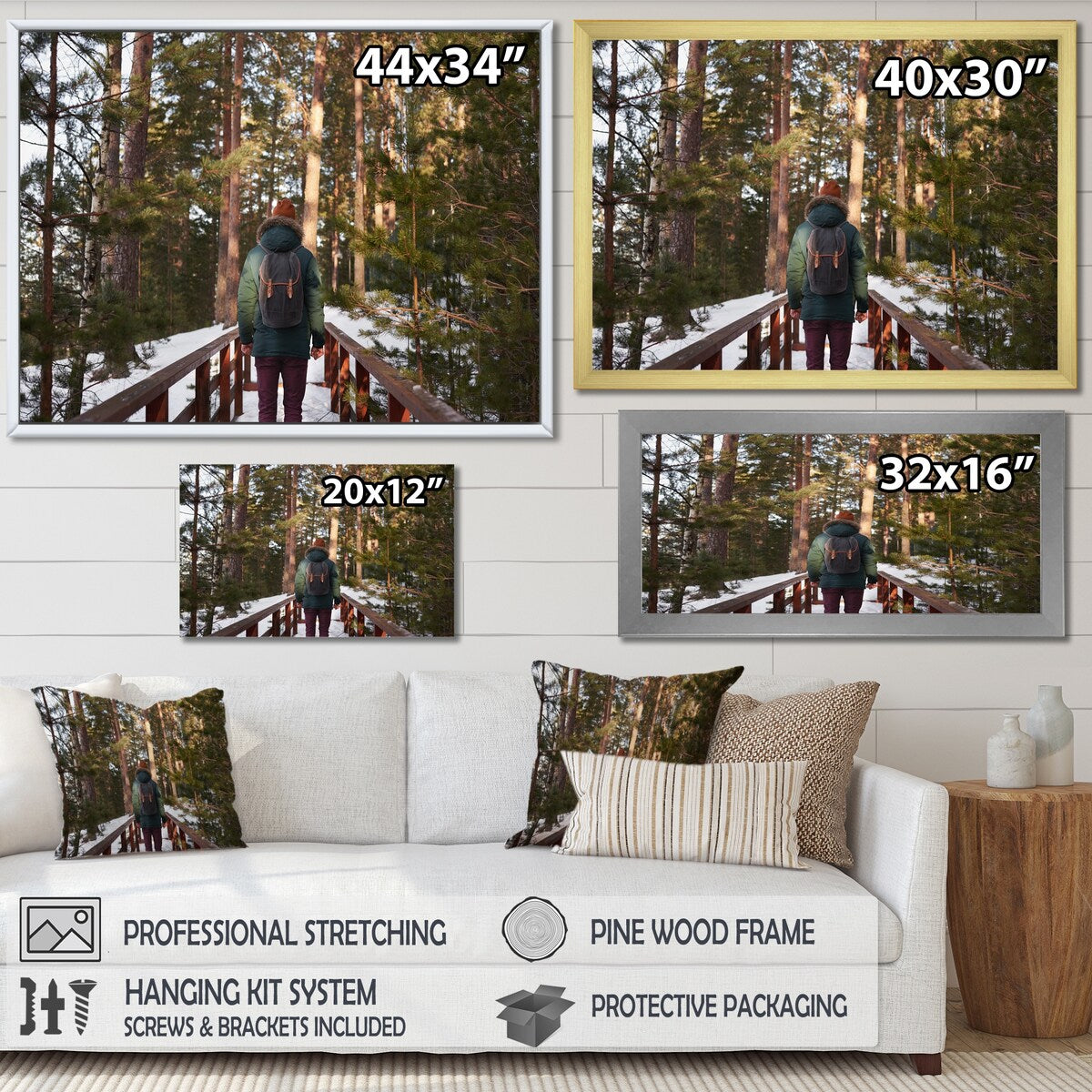 Designart "Hiking In Winter Forest" Forest Wall Art