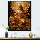 Designart "Hinduism Lakshmis Golden Grace God" Hinduism Framed Canvas Wall Art