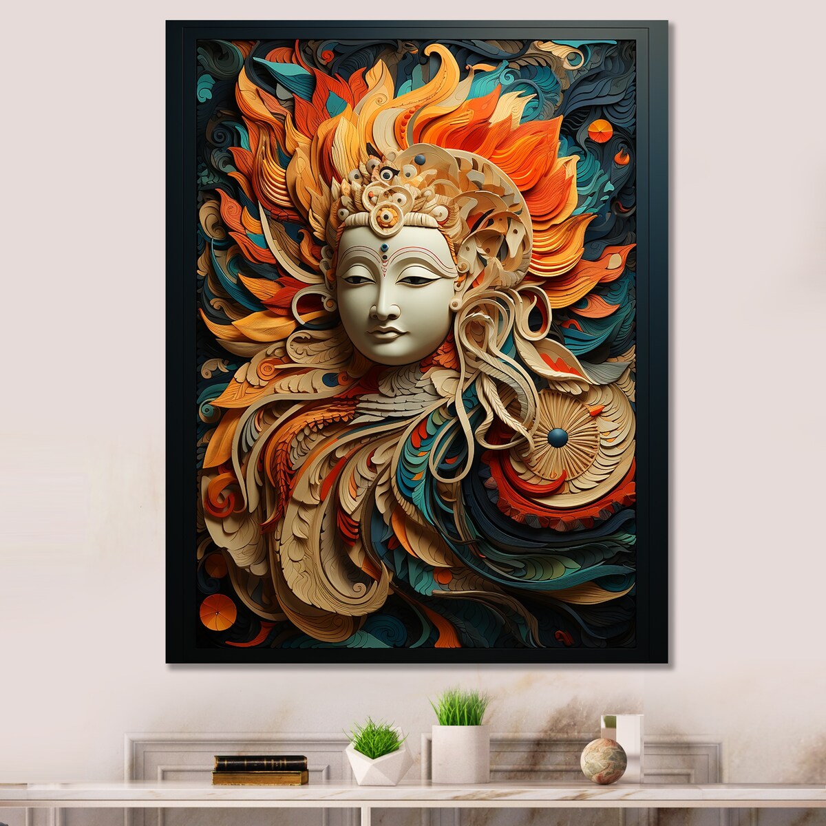 Designart "Hinduism Religious Mask " Hinduism Wall Art