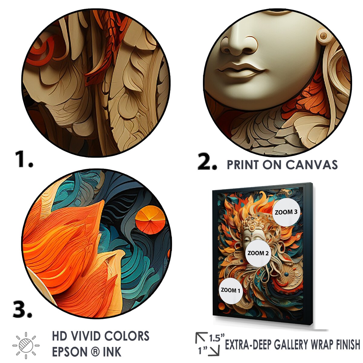 Designart "Hinduism Religious Mask " Hinduism Wall Art