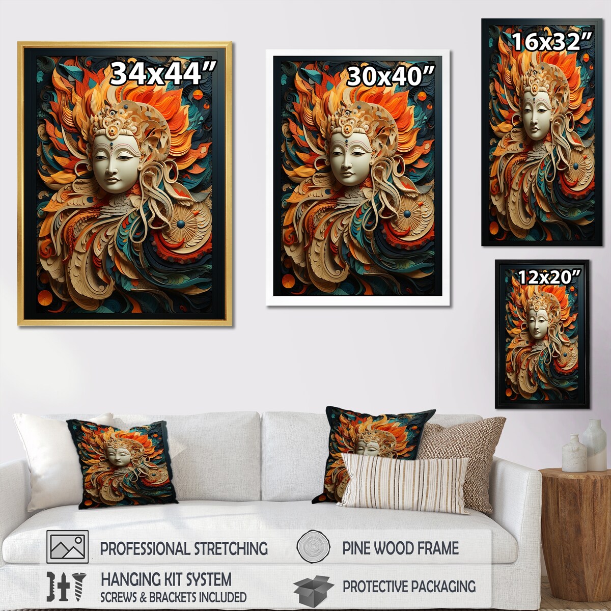 Designart "Hinduism Religious Mask " Hinduism Wall Art