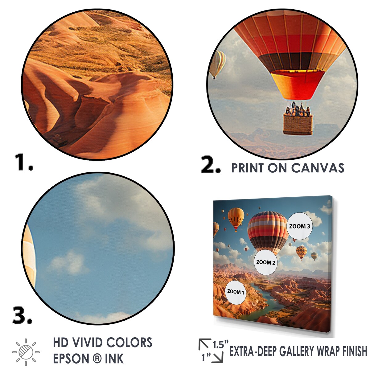 Designart "Hot Air Balloon Voyage In The Skies Harmony II" Hot Air Balloon Wall Art