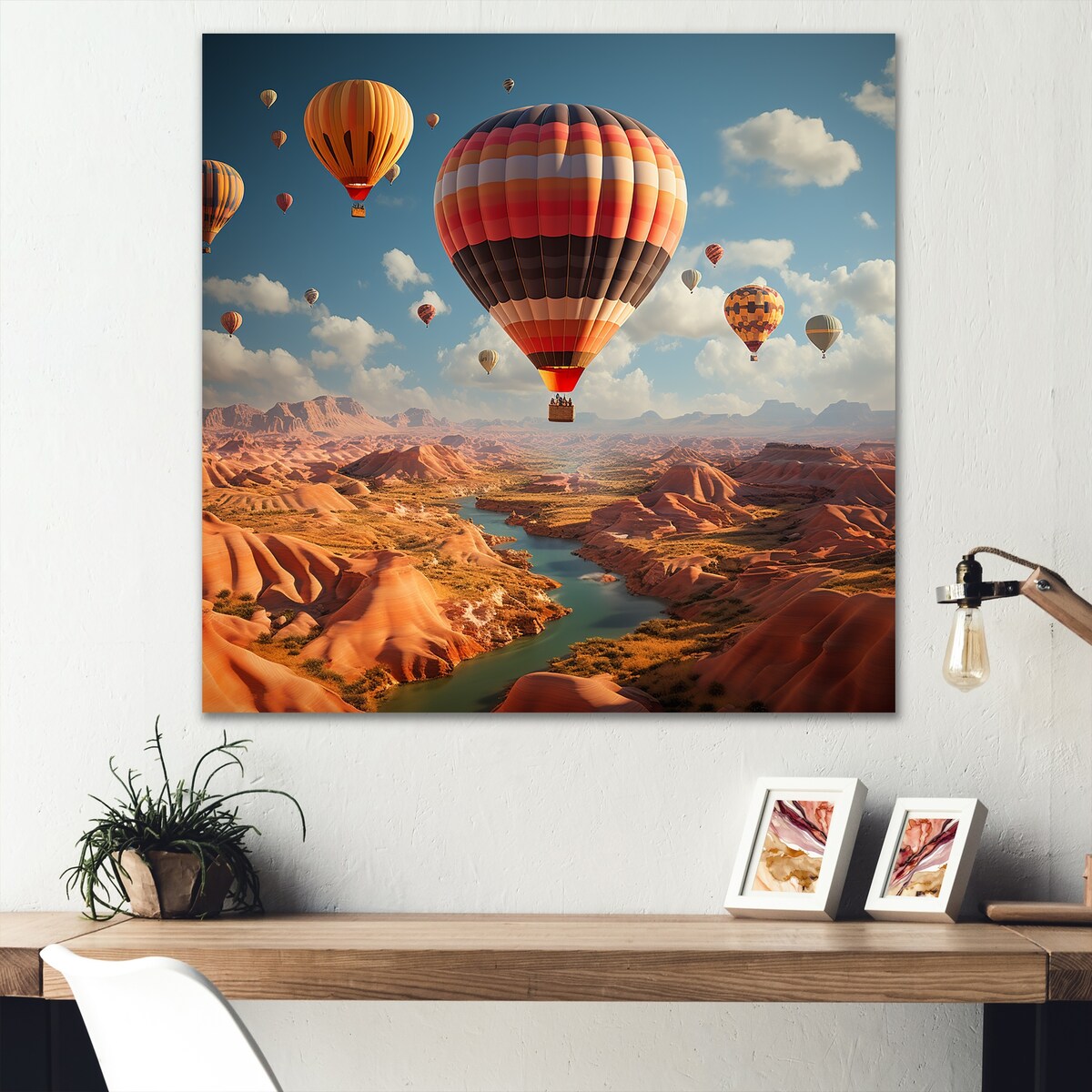 Designart "Hot Air Balloon Voyage In The Skies Harmony II" Hot Air Balloon Wall Art