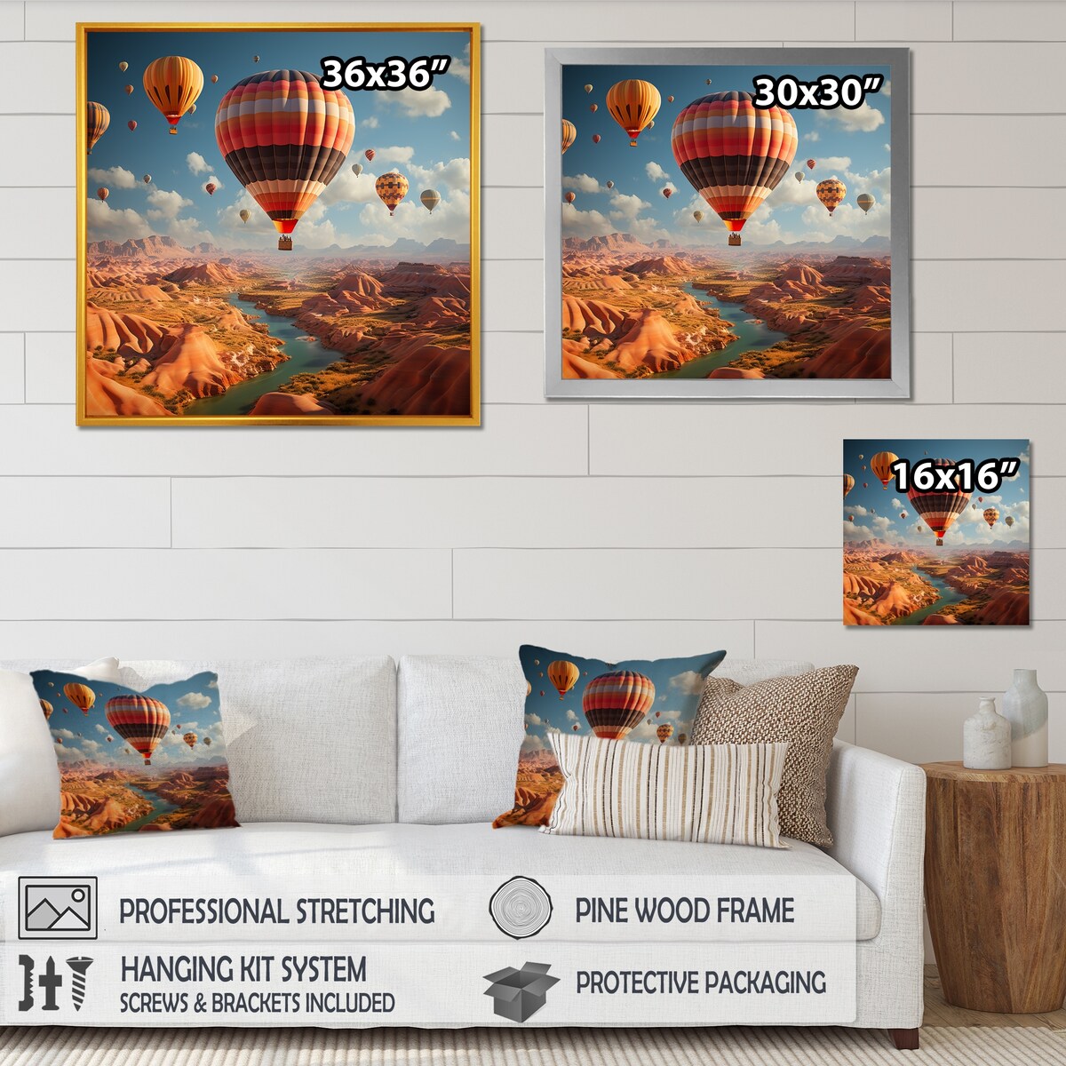 Designart "Hot Air Balloon Voyage In The Skies Harmony II" Hot Air Balloon Wall Art