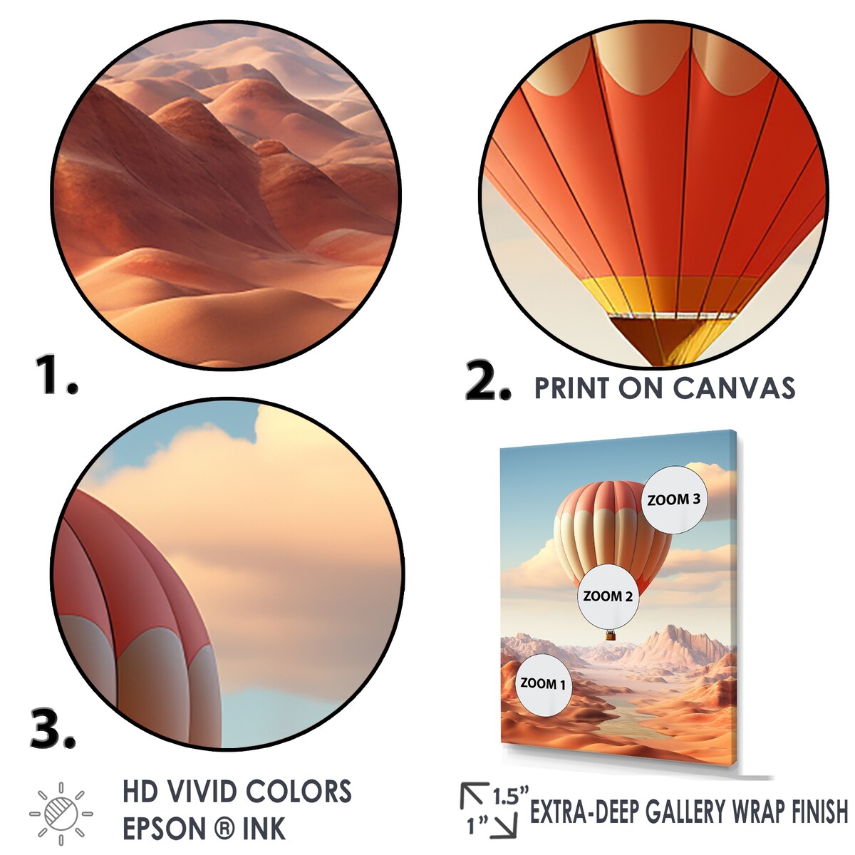 Designart "Hot Air Balloon Voyage In The Skies Harmony" Hot Air Balloon Wall Art