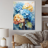 Designart "Hydrangea Blooms In Blue And Yellow" Hydrangea Wall Art