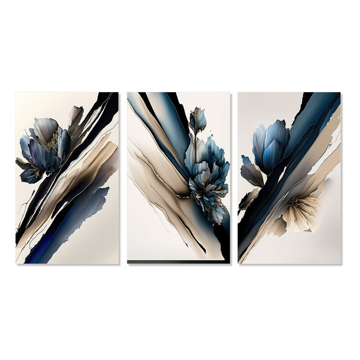Designart "Hyperrealistic Peony Flowers I" Floral Peony Wall Art Set Of 3 - Modern Printed Art Set For Bedroom