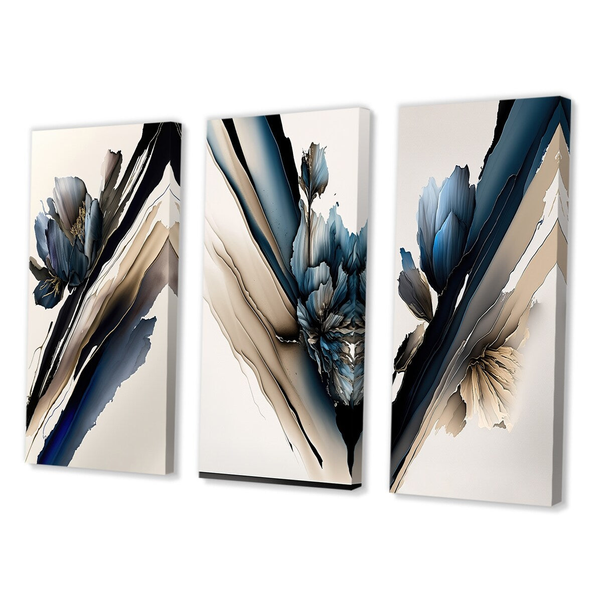 Designart "Hyperrealistic Peony Flowers I" Floral Peony Wall Art Set Of 3 - Modern Printed Art Set For Bedroom