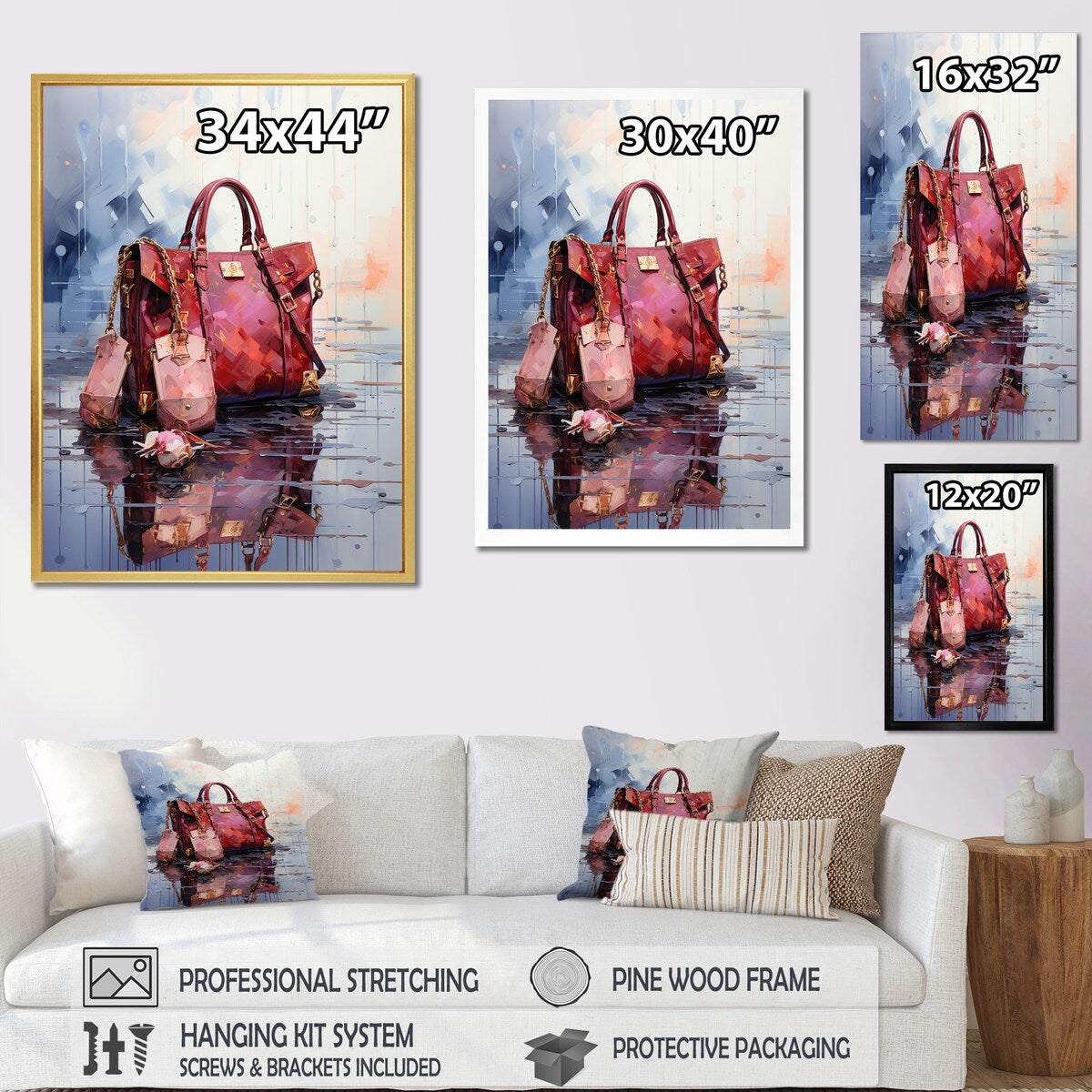 Designart "In Style Fashion Handbag" Fashion Framed Wall Decor