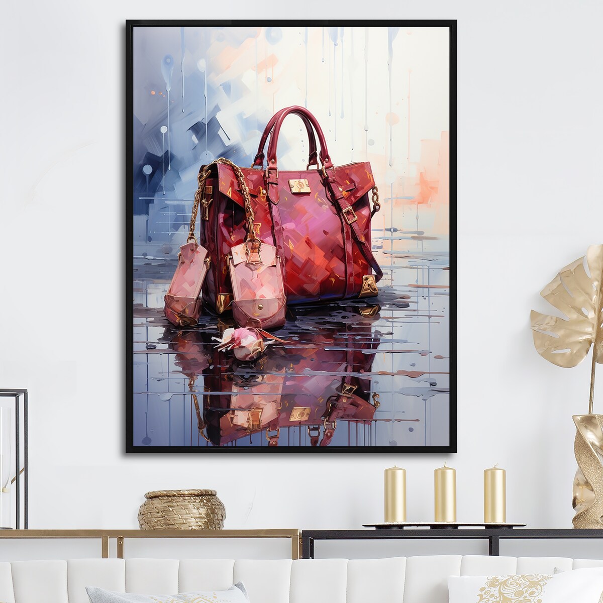 Designart "In Style Fashion Handbag" Fashion Framed Wall Decor