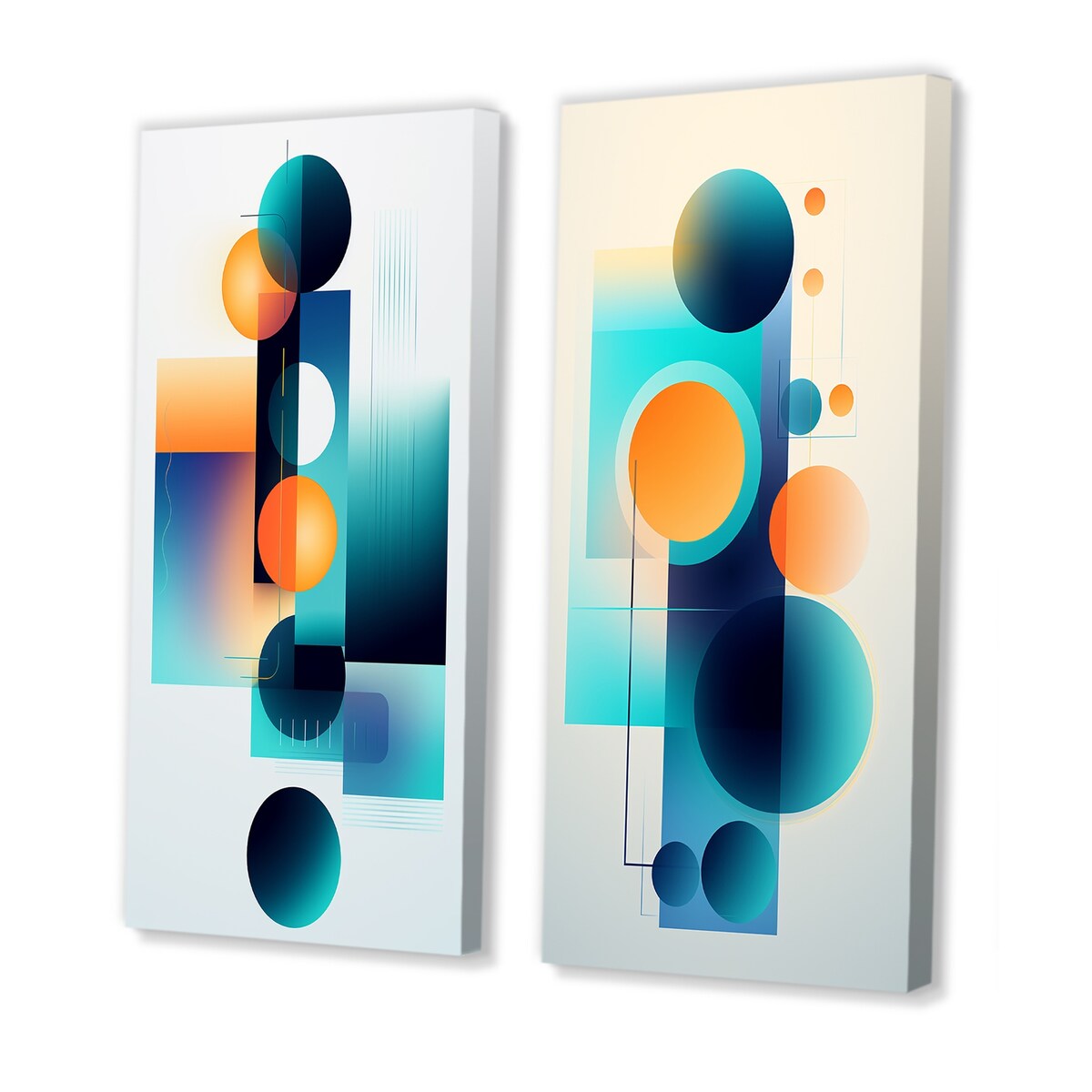 Designart "Independence of Curiosity Retro Circular II" Modern Wall Art Set of 2 - Modern Wall Art For Living Room Decor