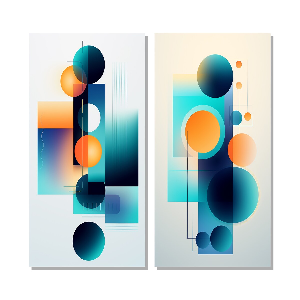 Designart "Independence of Curiosity Retro Circular II" Modern Wall Art Set of 2 - Modern Wall Art For Living Room Decor