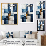Designart "Indigo Illusion Abstract Shapes V" Abstract Shapes Framed Wall Decor