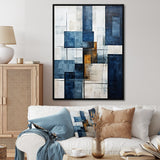 Designart "Indigo Illusion Abstract Shapes V" Abstract Shapes Framed Wall Decor