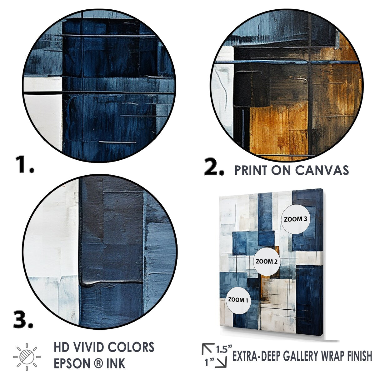 Designart "Indigo Illusion Abstract Shapes V" Abstract Shapes Framed Wall Decor