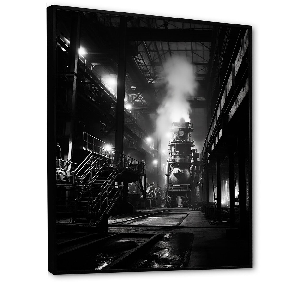 Designart "Industrial Landscape Obsidian Omen " Factories Framed Canvas Prints