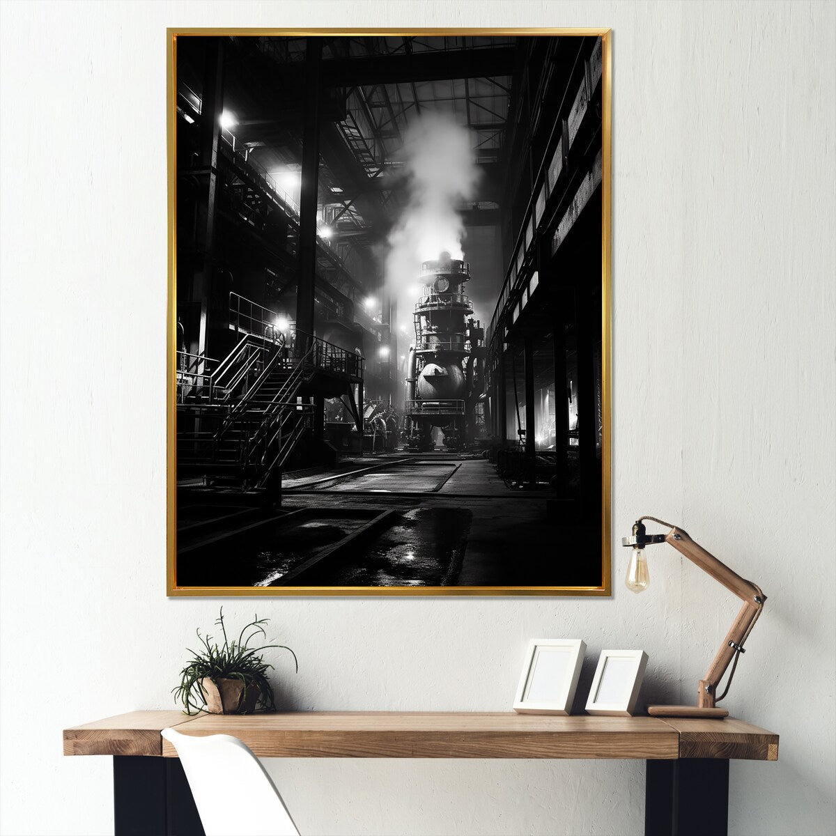 Designart "Industrial Landscape Obsidian Omen " Factories Framed Canvas Prints