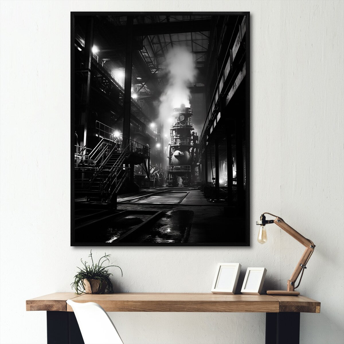 Designart "Industrial Landscape Obsidian Omen " Factories Framed Canvas Prints