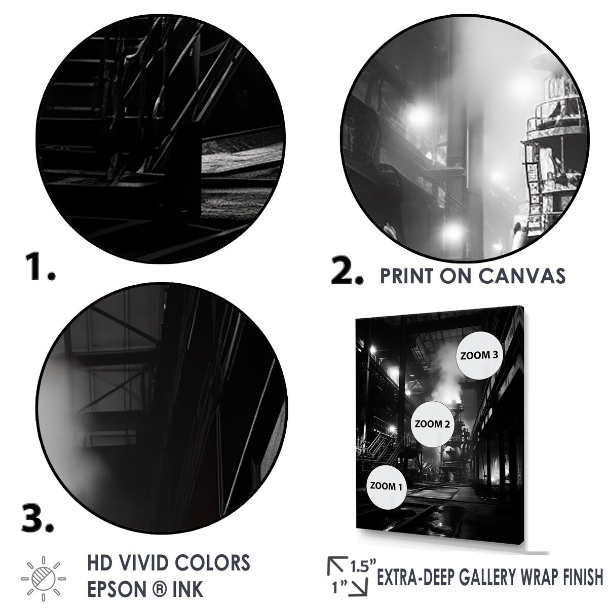 Designart "Industrial Landscape Obsidian Omen " Factories Framed Canvas Prints