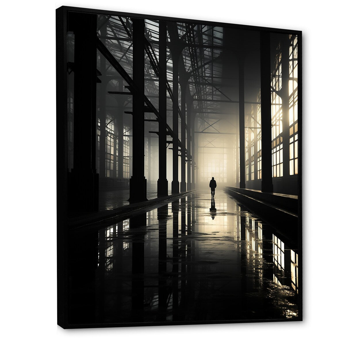Designart "Industrial Landscape Sapphire Sunrise " Factories Framed Wall Art Prints