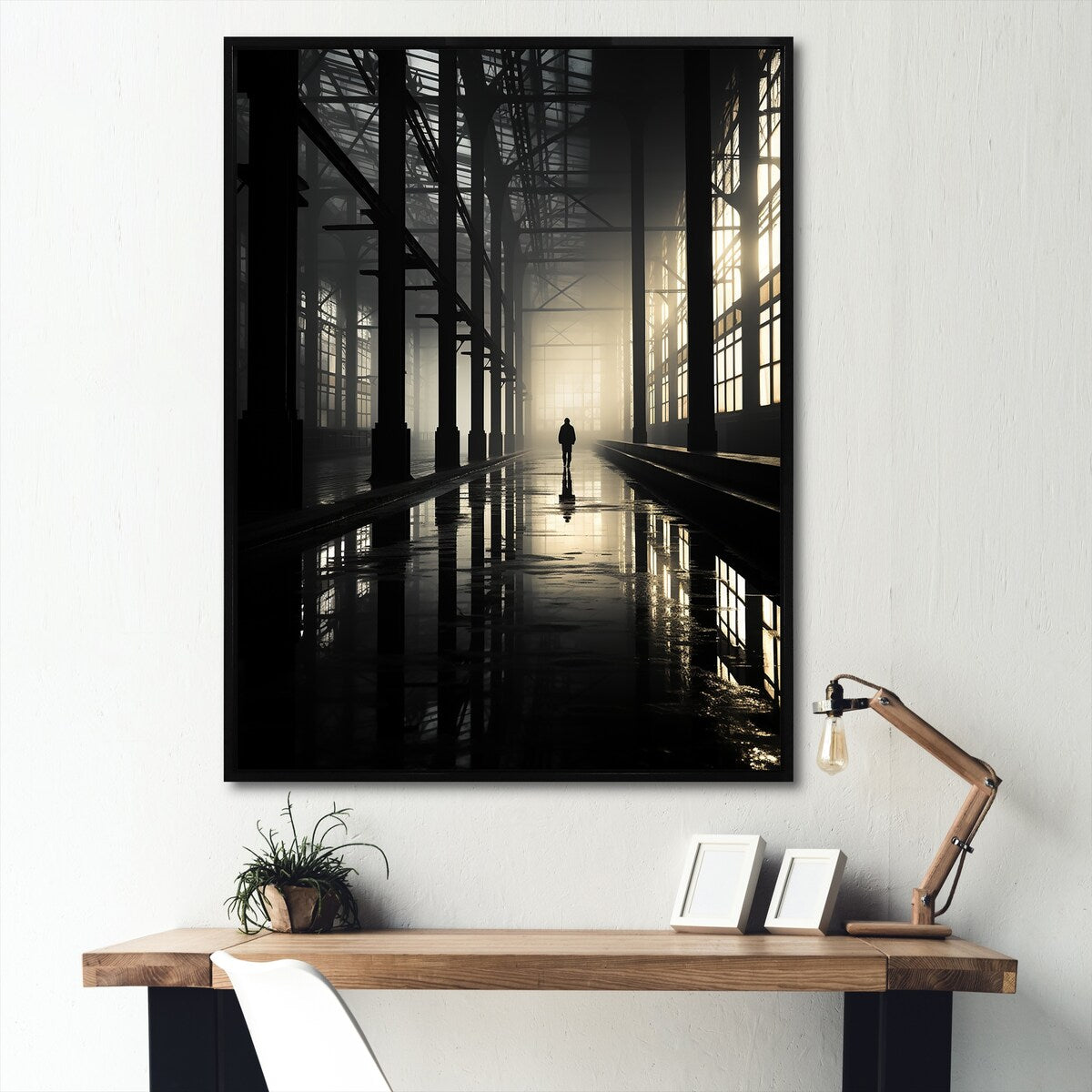 Designart "Industrial Landscape Sapphire Sunrise " Factories Framed Wall Art Prints